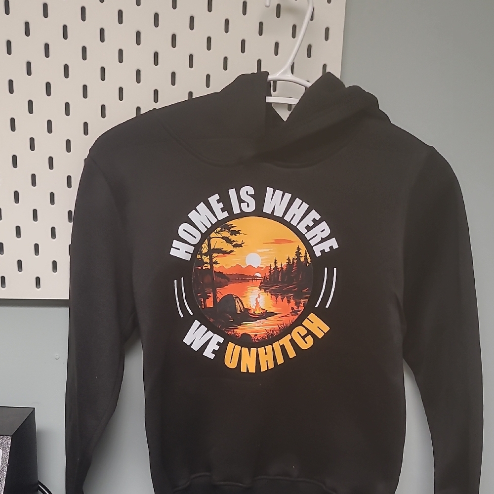 Black Graphic Hoodie - Home Is Where We Unhitch